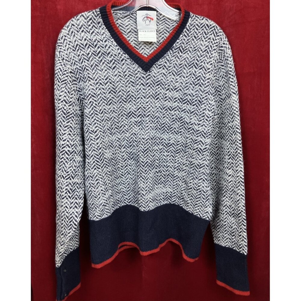 Sz BB3 M Black Fleece Made In Scotland Cashmere V Neck Sweater  Thom Browne
